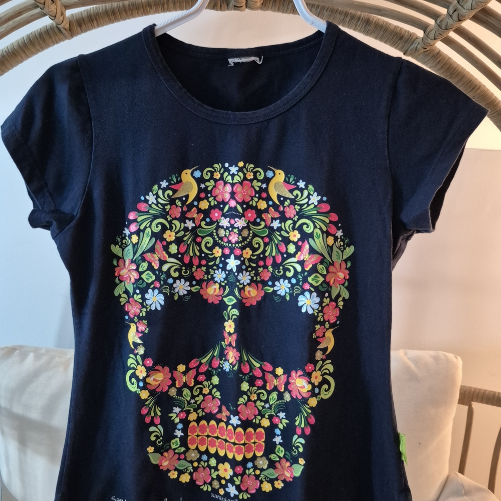 Colorful Floral Skull Kids Tee
